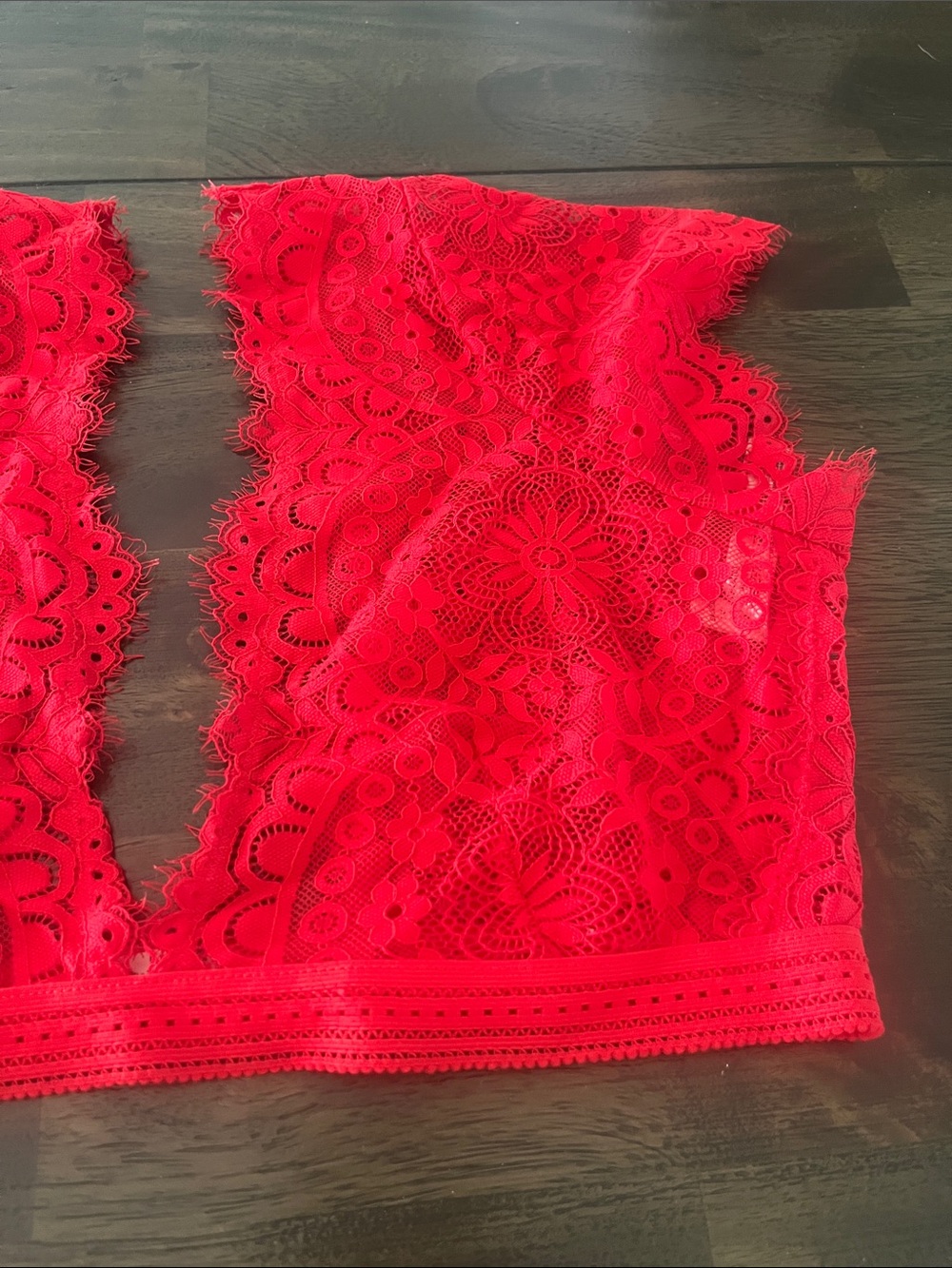 Free People Large Red Lace Plunge Bralette Top free people intimately like new - Picture 3 of 13
